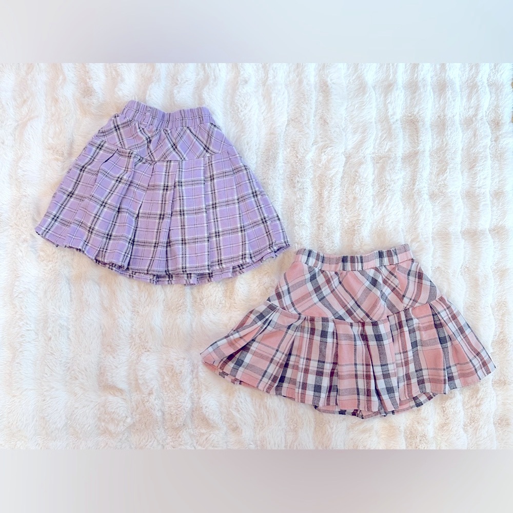 Plaid Purple and Pink Skirt Set
